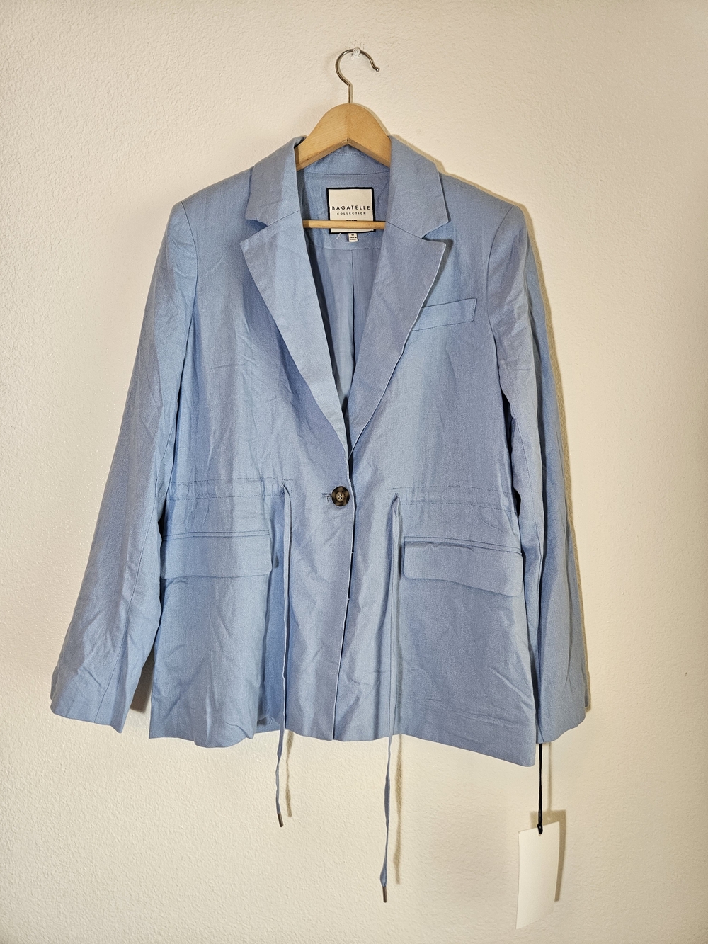 Bagatelle Linen Blend Sky Blue Single-Button Blazer